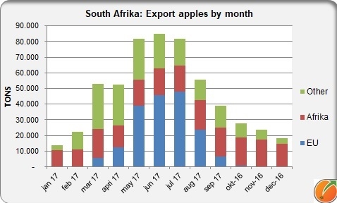 South Africa export apples by month